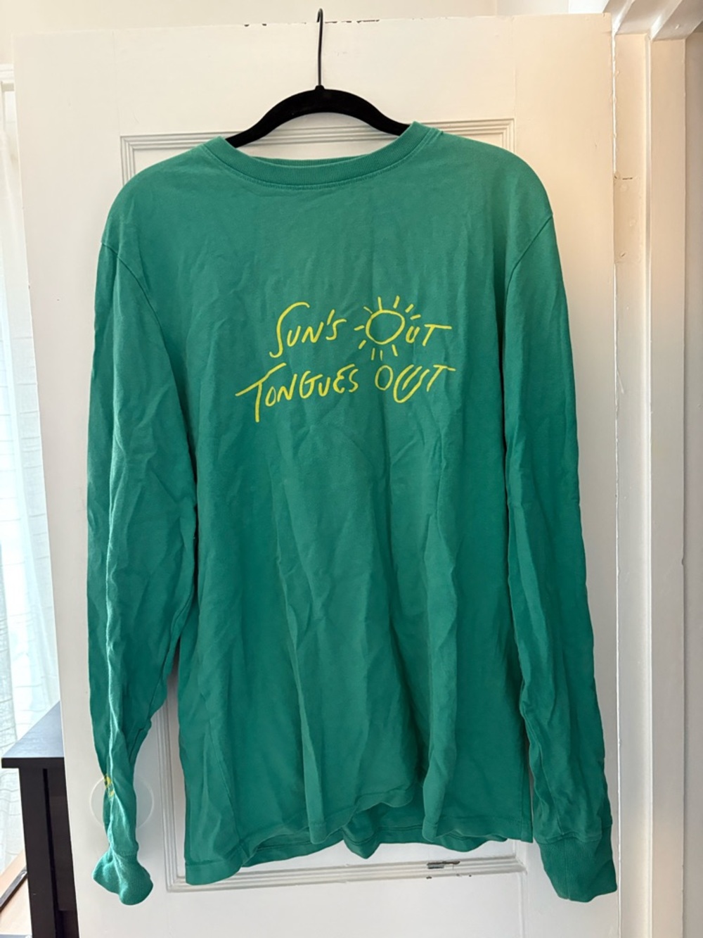 Green Outdoor Voices Long-Sleeve Graphic Tee - "Sun's Out Tongues Out"